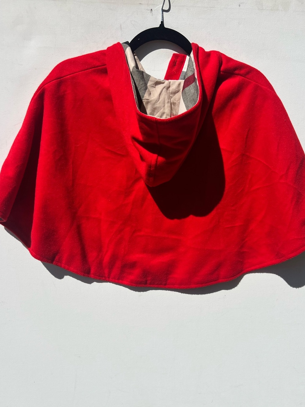 Burberry poncho kids girls wool XL extra large plaid nova check red - Picture 2 of 8
